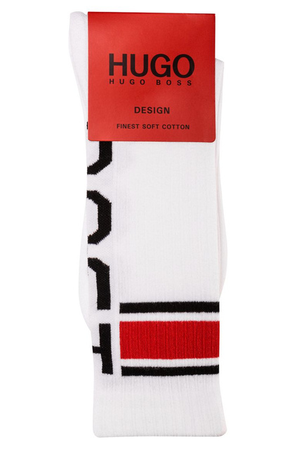 Носки в скейтерском стиле с полосками и логотипом|Основной цвет:Белый|Артикул:50449874 | Фото 1