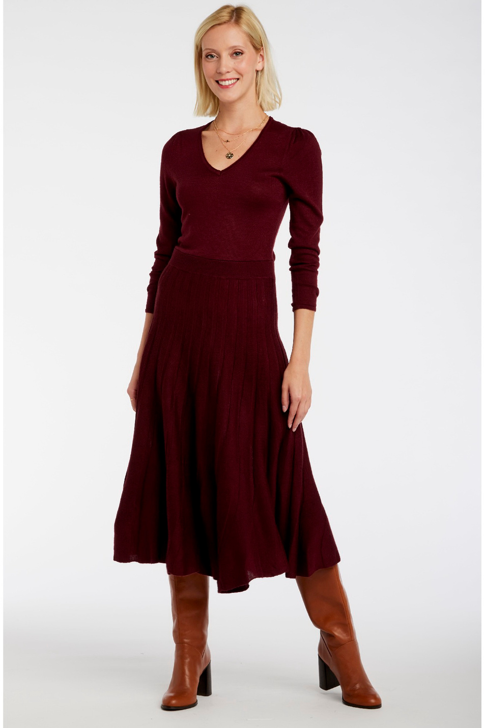 Naf Naf Платье из вискозы с добавлением шерсти (цвет ), артикул LHNR1 | Фото 1