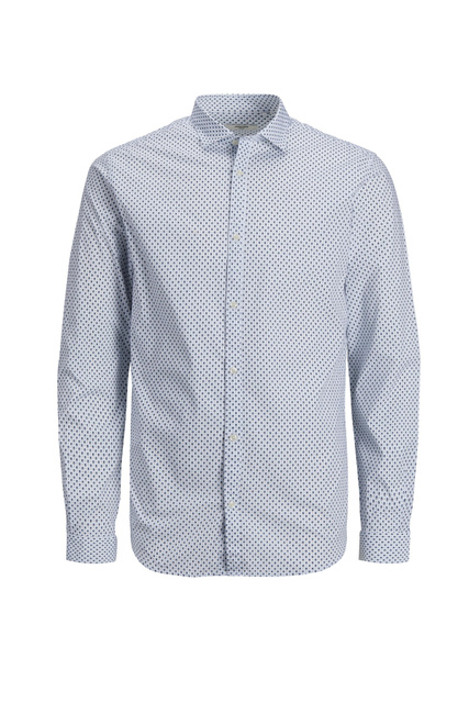 Рубашка приталенного кроя с принтом|Основной цвет:Синий|Артикул:12192608 | Фото 1