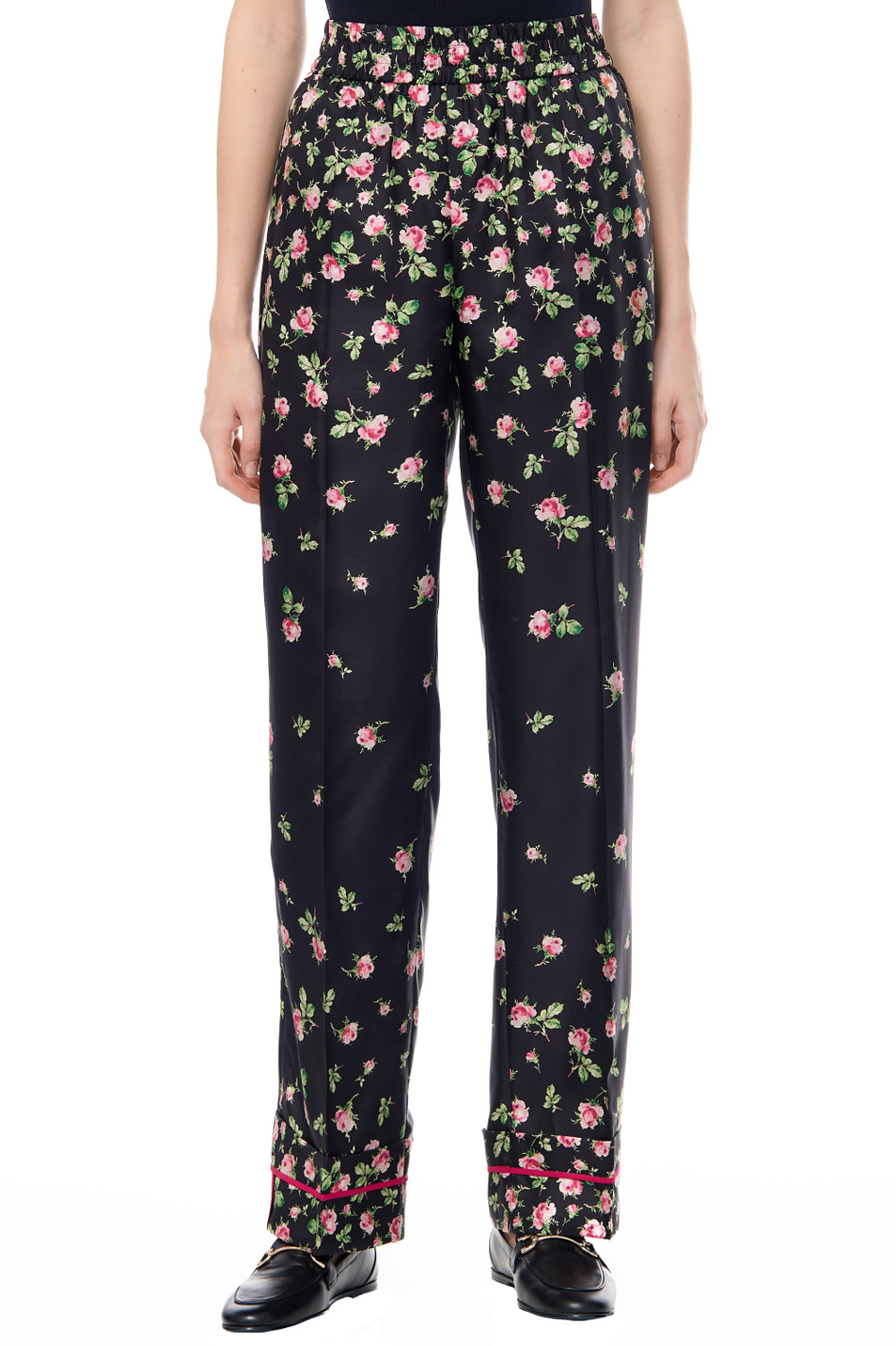 Женский Red Valentino Брюки из натурального шелка с цветочным принтом (цвет ), артикул 3R3RBG706UW | Фото 4
