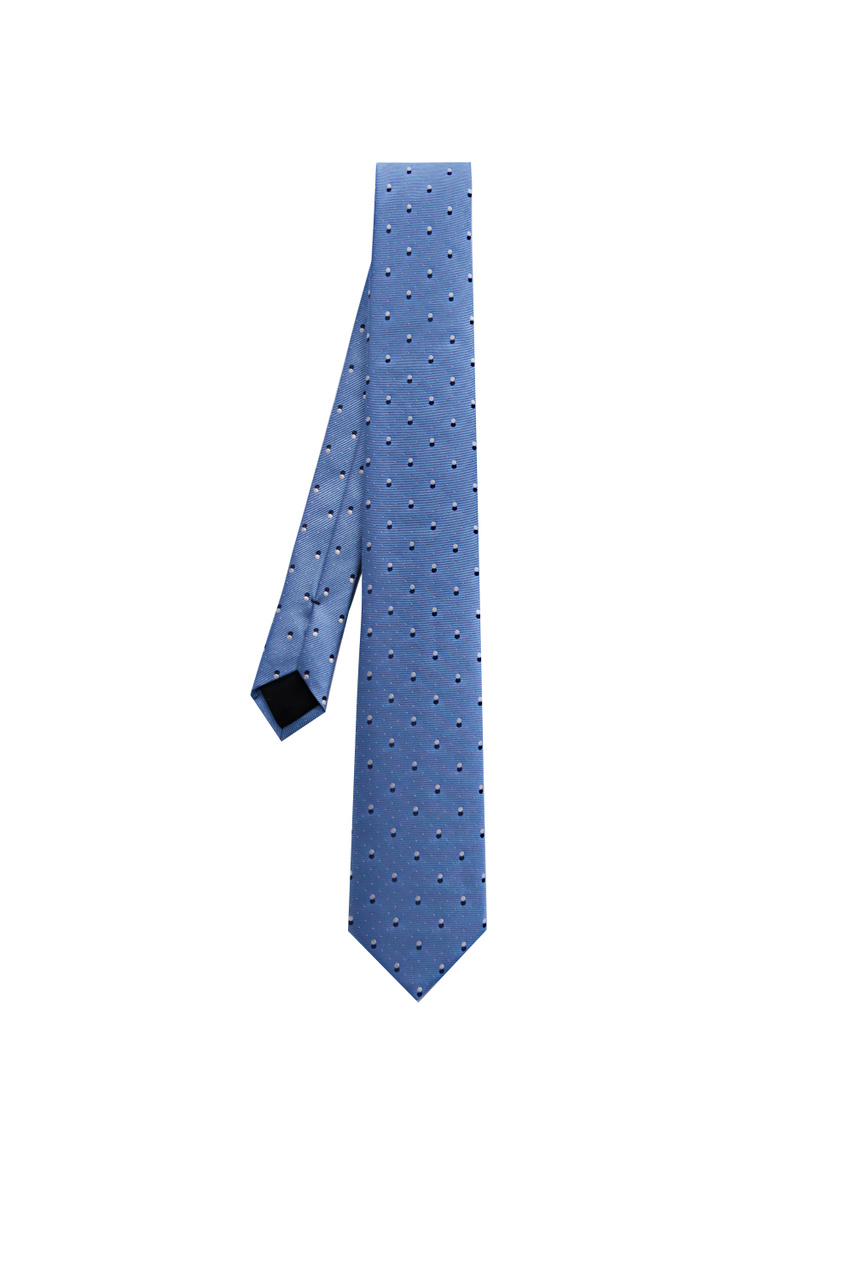 Галстук из натурального шелка с принтом|Основной цвет:Синий|Артикул:50499387 | Фото 1