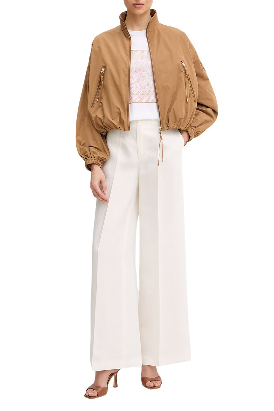 Бомбер однотонный|Основной цвет:Коричневый Женский Ermanno Firenze Бомбер однотонный (цвет ), артикул D48ED014EU2 | Фото 3