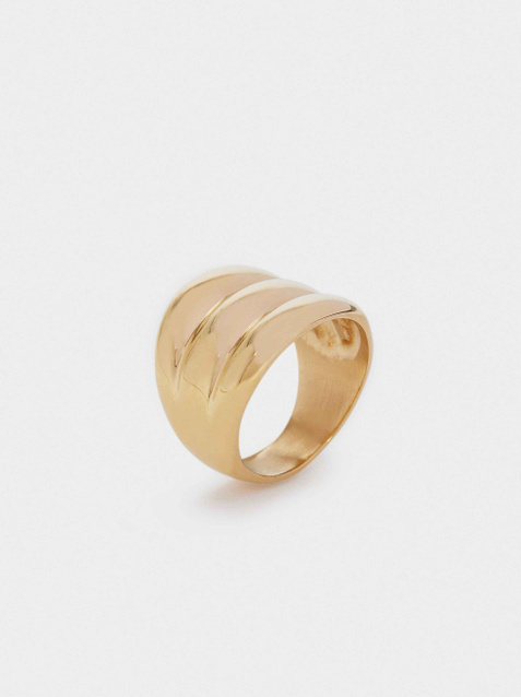 Parfois Объемное кольцо из нержавеющей стали (Золотой цвет), артикул 177728 | Фото 1