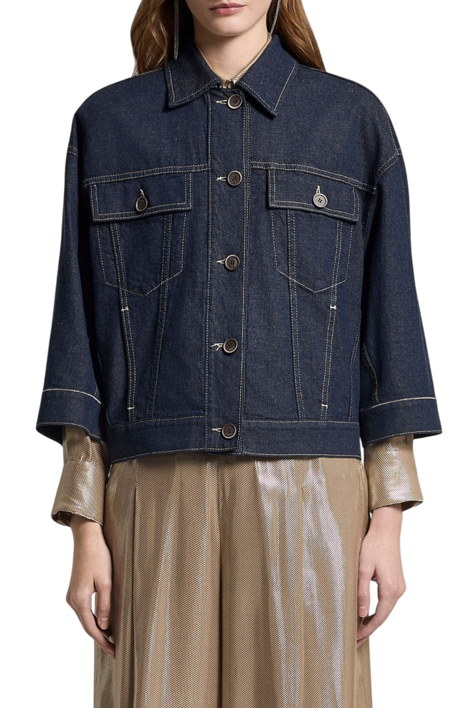 Женский Peserico Куртка джинсовая из хлопка и льна (цвет ), артикул S21559L12-07934 | Фото 4