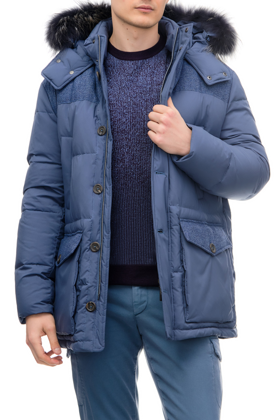 Мужской Canali Куртка с накладными карманами и съемным капюшоном (цвет ), артикул O10405SG01767 | Фото 3
