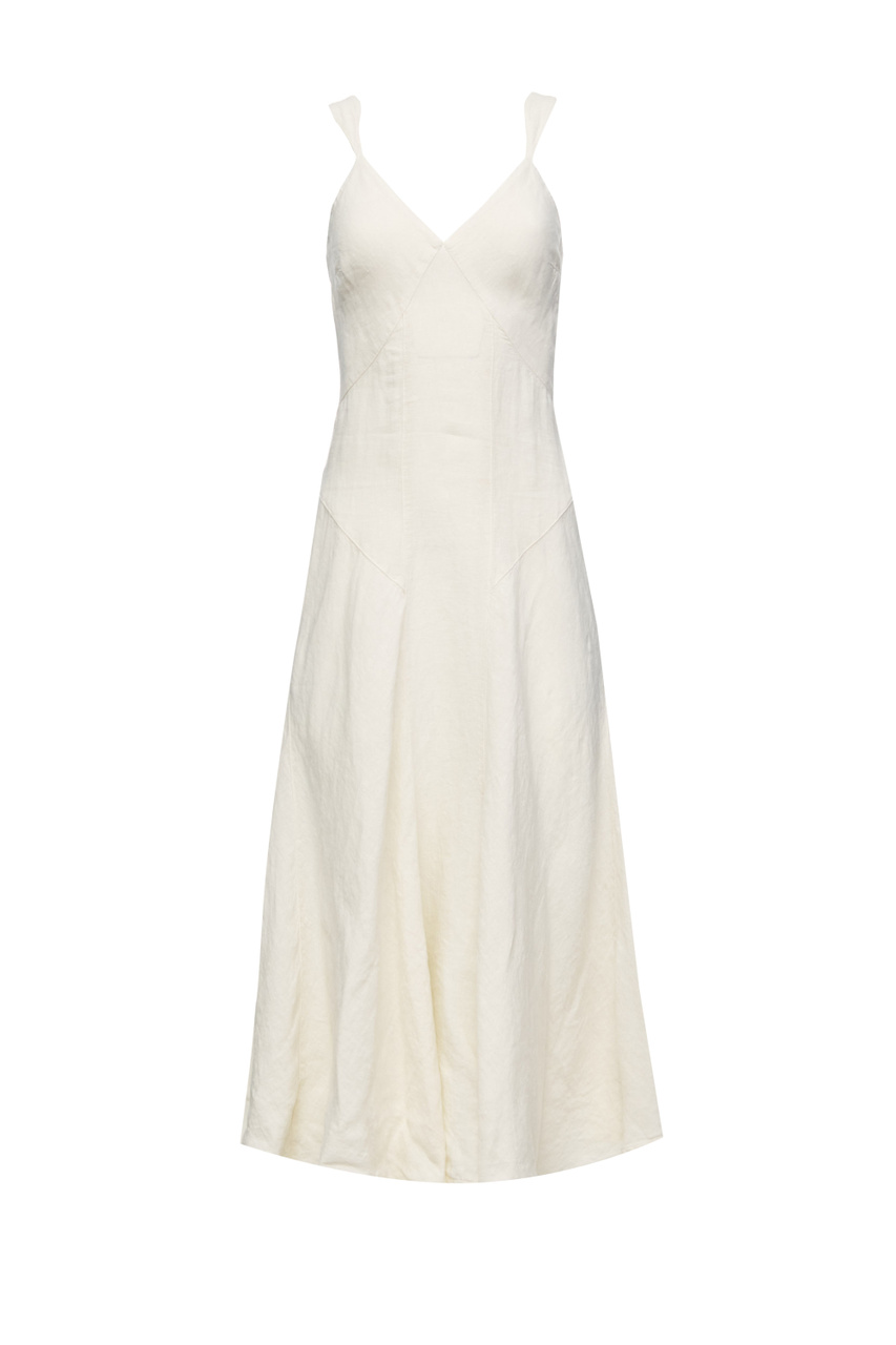 Льняное платье на бретелях|Основной цвет:Кремовый|Артикул:V0W49CP000F753000 | Фото 1