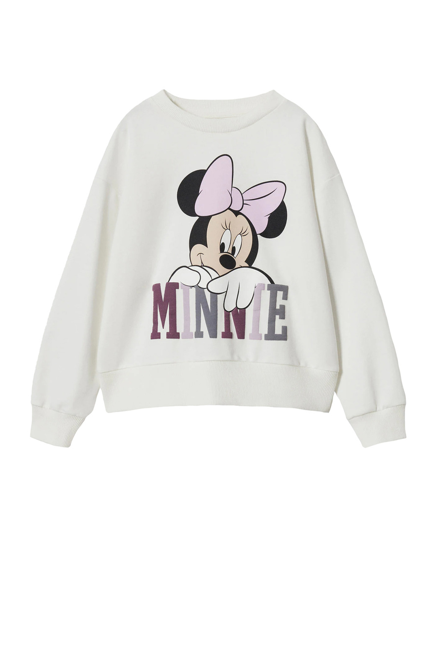 ❤ Свитшот MINNIE с принтом для девочки Mango Kids со скидкой 53%, кремовый  цвет, размер , цена 39.99