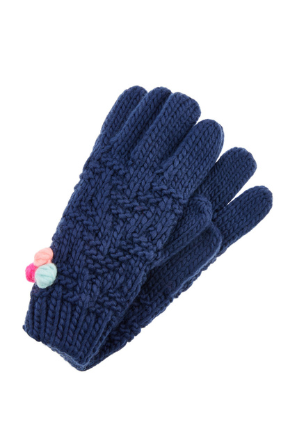 Вязаные перчатки с помпонами|Основной цвет:Синий|Артикул:983253 | Фото 1