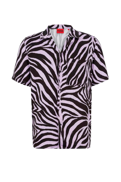 Рубашка с анималистичным принтом|Основной цвет:Фиолетовый|Артикул:50490675 | Фото 1