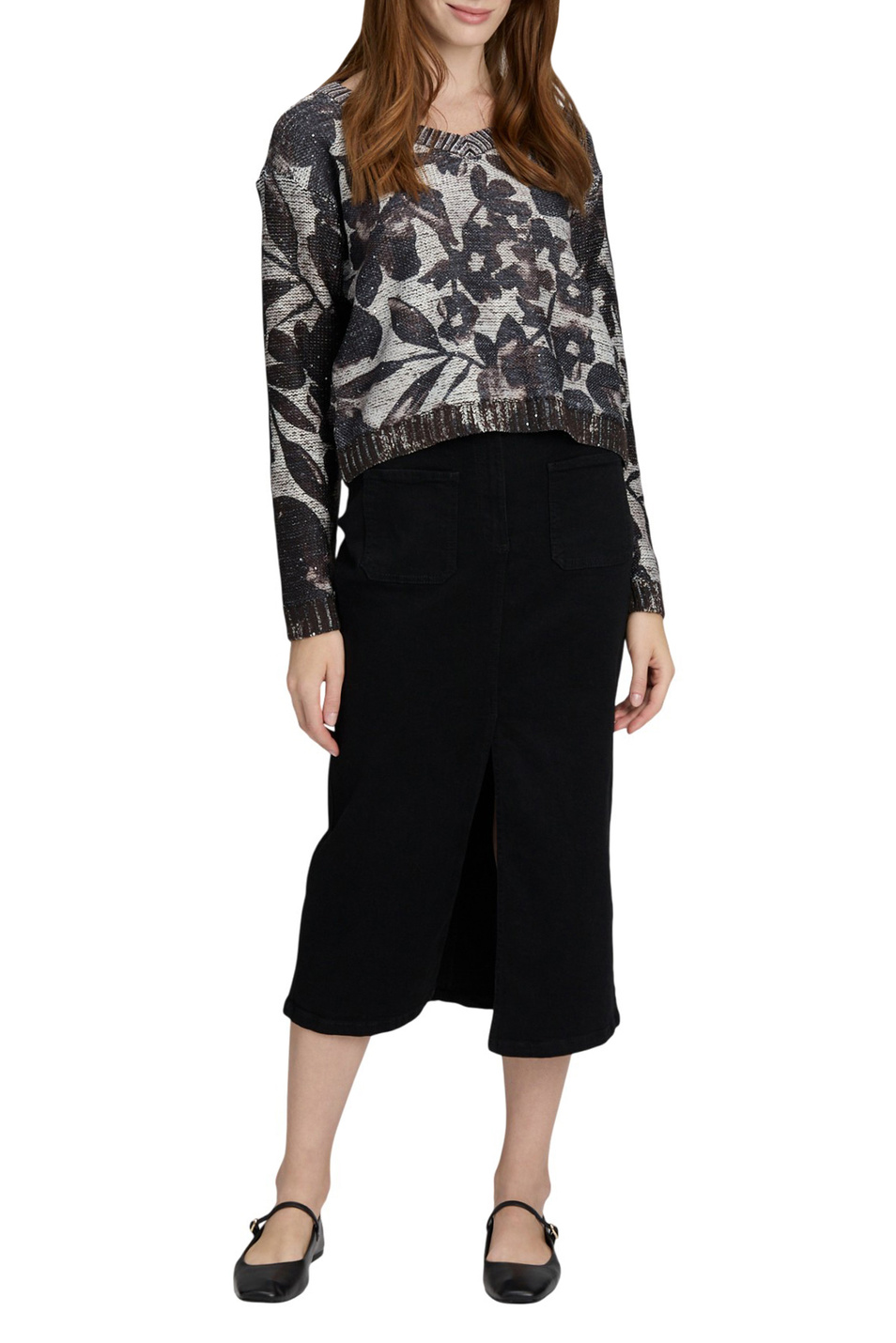 Пуловер с принтом и стразами|Основной цвет:Серый Женский Betty Barclay Пуловер с принтом и стразами (цвет ), артикул 5297/1560 | Фото 3