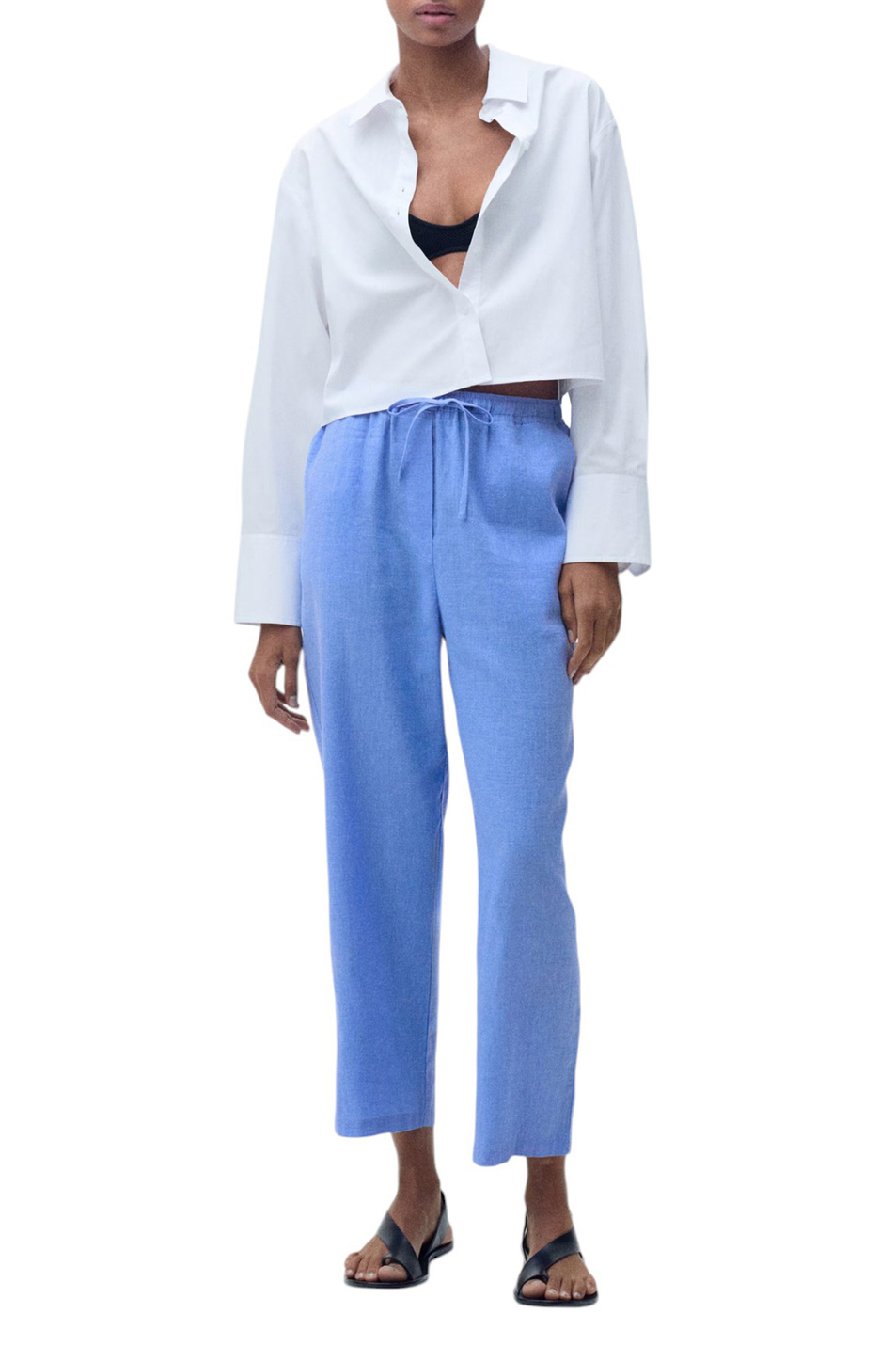 Женский Mango Брюки LINEN из льна и хлопка (цвет ), артикул 87046342 | Фото 2
