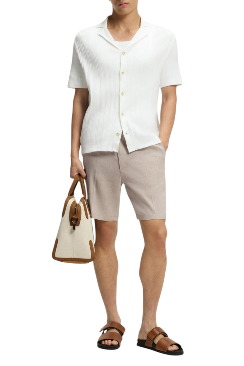 Мужской BOSS Шорты Kane из смесового льна (цвет ), артикул 50557537 | Фото 2