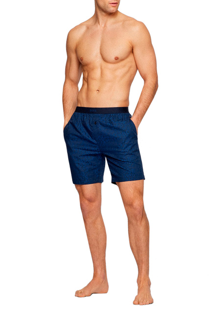 Пижамные шорты из хлопкового джерси|Основной цвет:Синий|Артикул:50472755 | Фото 2