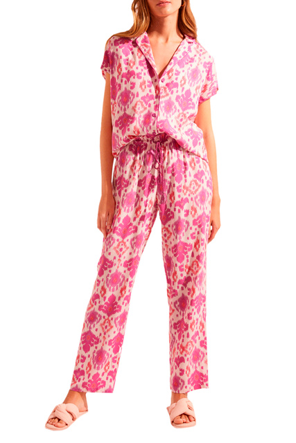 Пижама в рубашечном стиле с принтом|Основной цвет:Розовый|Артикул:3134845 | Фото 1