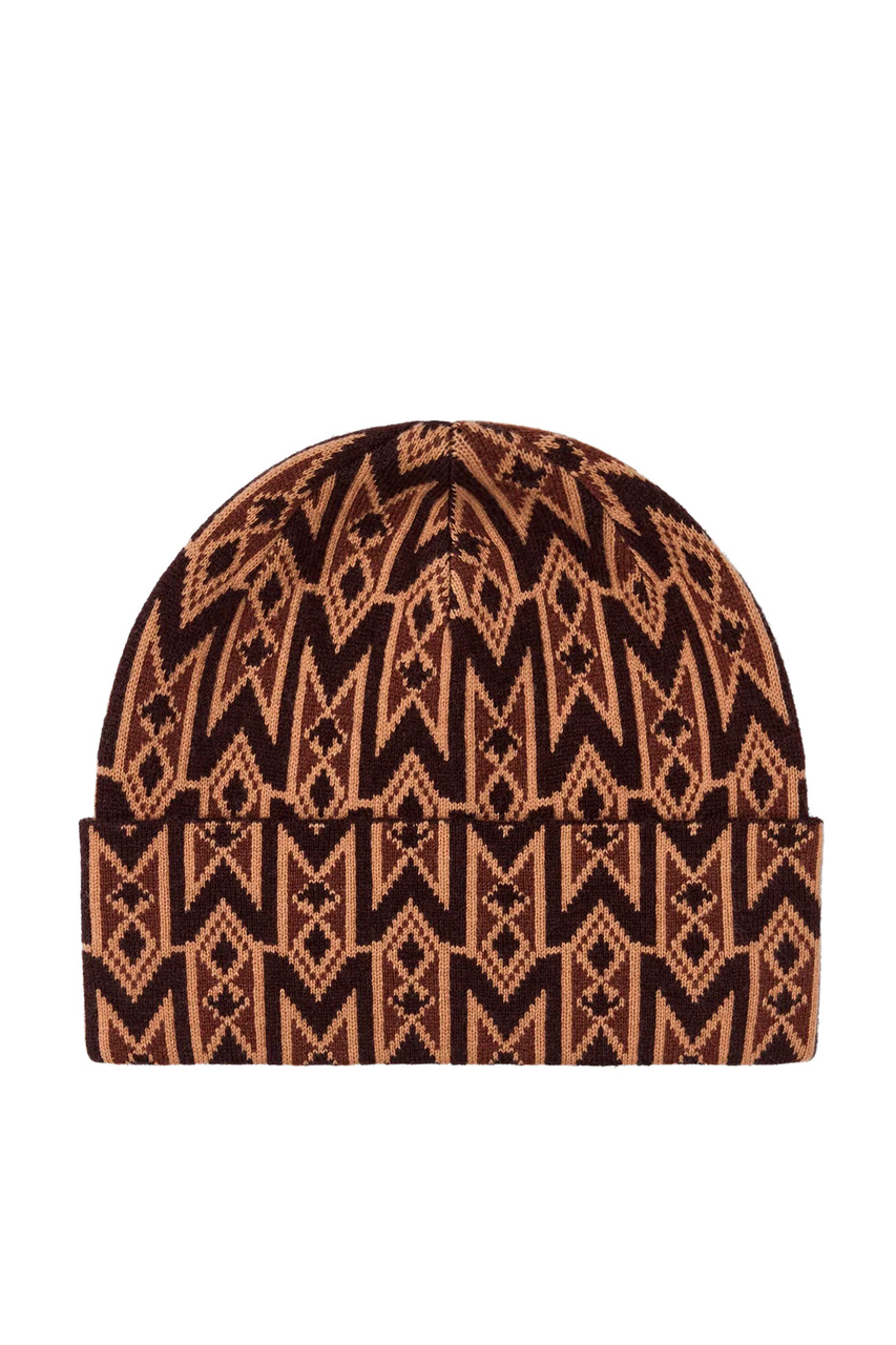 Вязаная шапка KIKO-MG с принтом-монограммой|Основной цвет:Коричневый|Артикул:P002143 | Фото 1