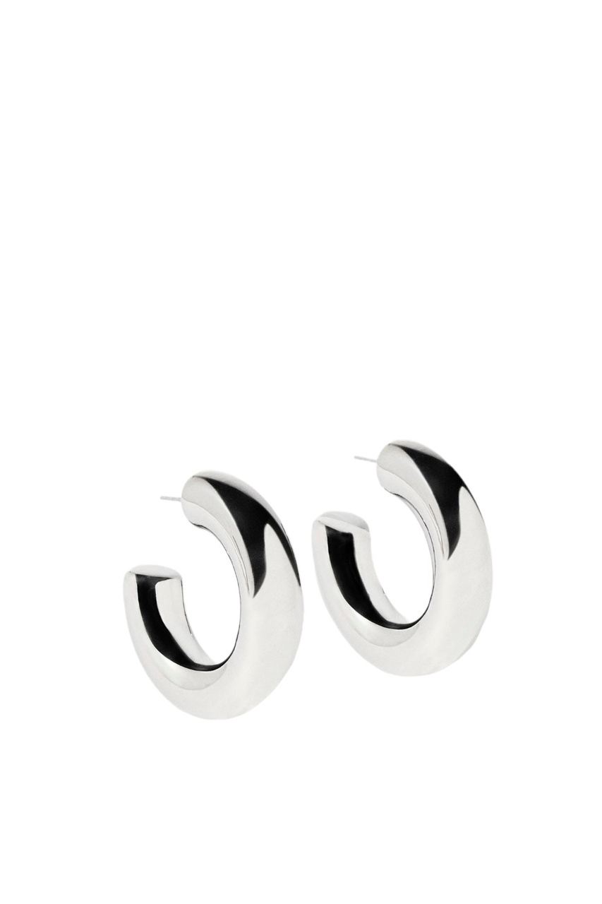 Серьги-кольца металлические|Основной цвет:Серебристый|Артикул:217336 | Фото 1