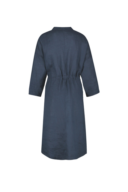 Платье-рубашка из чистого льна|Основной цвет:Синий|Артикул:485003-66633 | Фото 2