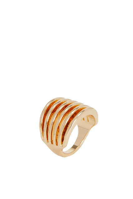 Широкое кольцо с тонкими полосками|Основной цвет:Золотой|Артикул:176204 | Фото 1