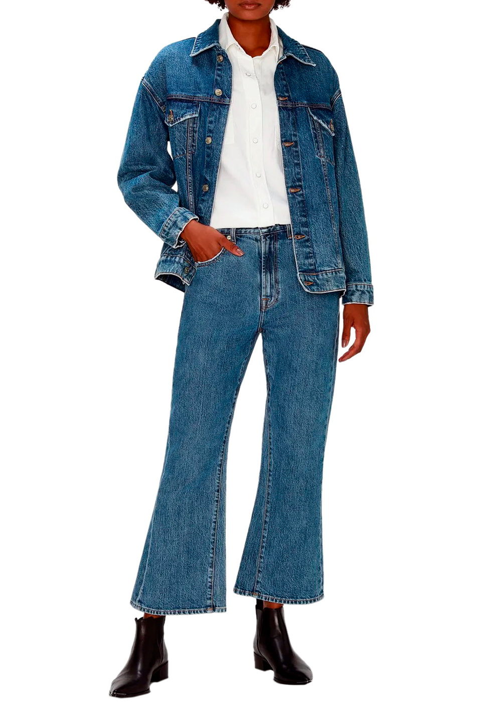 Женский 7 for all Mankind Джинсовая куртка EASY TRUCKER из смесового хлопка (цвет ), артикул JSEAC100BL | Фото 3