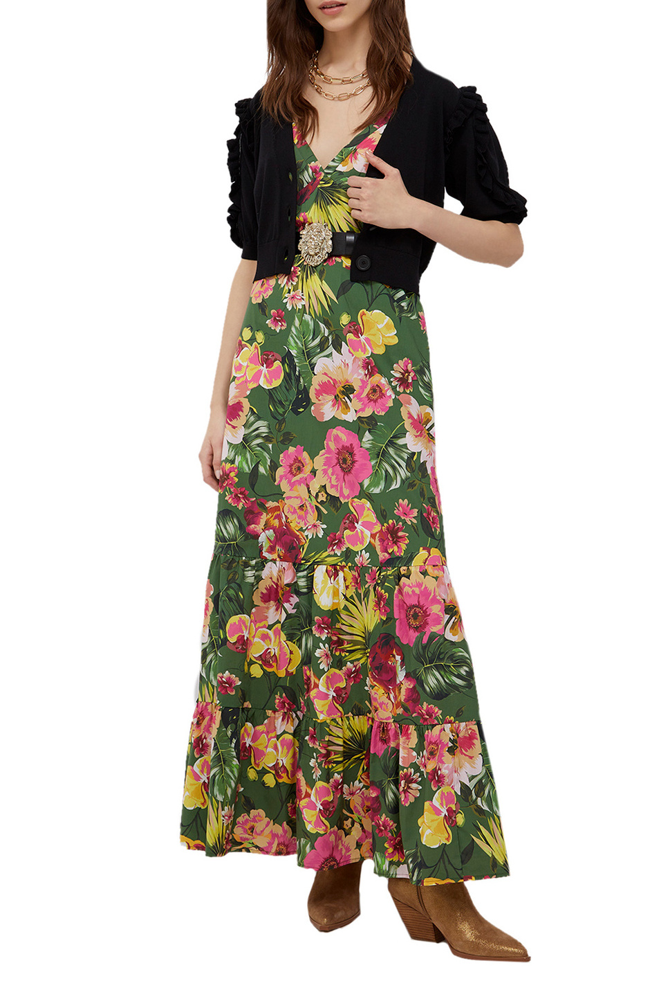 Liu Jo Длинное поплиновое платье с V-образным вырезом (цвет ), артикул WA2143T4883 | Фото 2