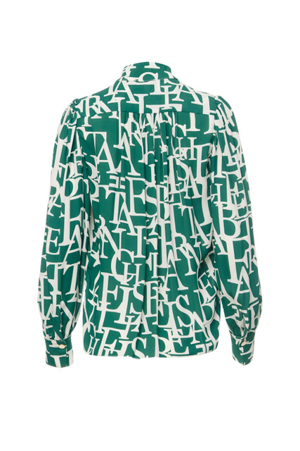 Блузка из вискозного жоржета с воротником-платком|Основной цвет:Зеленый|Артикул:CA03926E2 | Фото 2