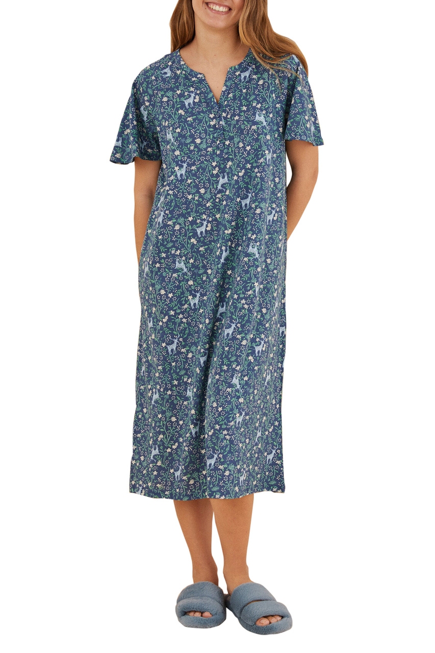 Платье домашнее из натурального хлопка|Основной цвет:Синий|Артикул:4366573 | Фото 1