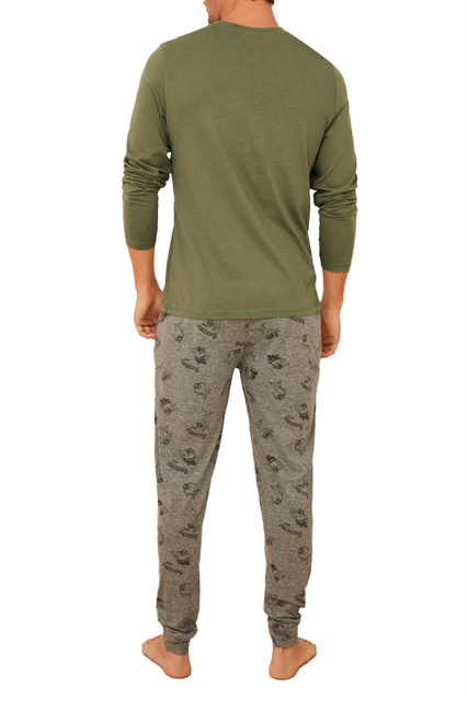 Пижама с принтом|Основной цвет:Зеленый|Артикул:2762182 | Фото 2