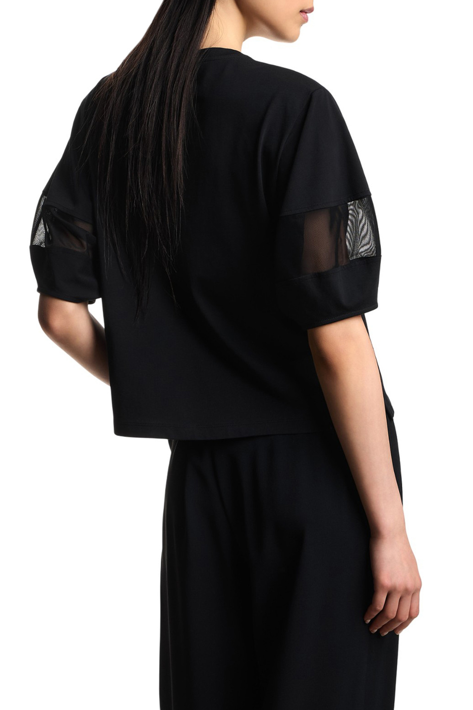 Женский Emporio Armani Футболка с полупрозрачными вставками (цвет ), артикул EW004390-AF13318 | Фото 4