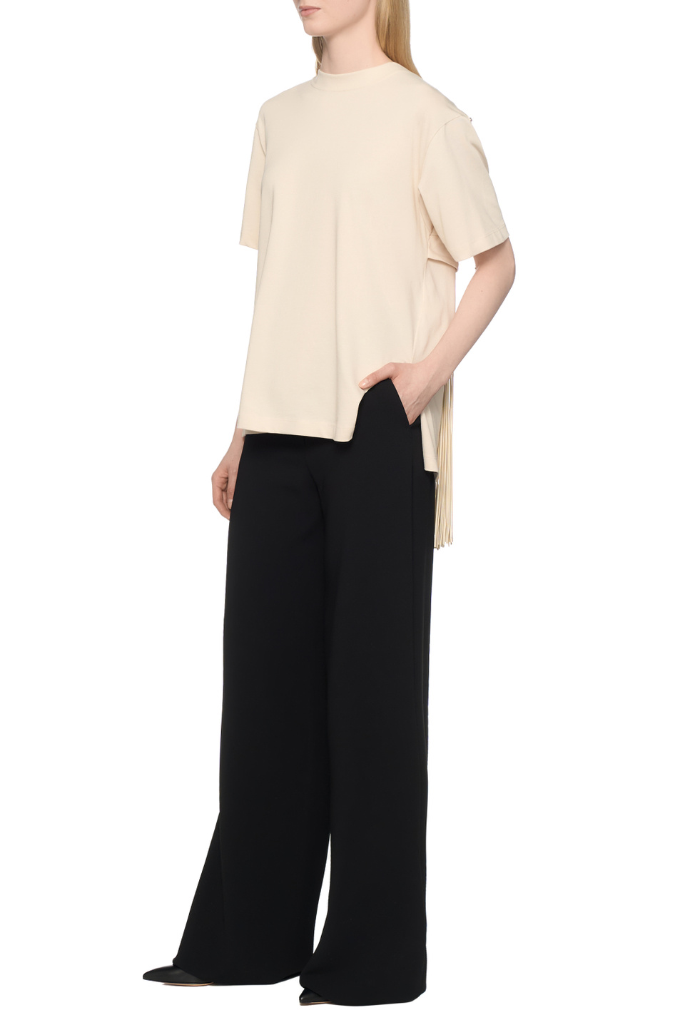 Женский Sportmax Футболка TEATINO из хлопка с бахромой (цвет ), артикул 2522946045 | Фото 3