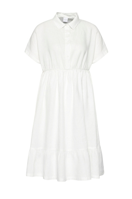 Платье-рубашка DOLMEN из чистого льна|Основной цвет:Белый|Артикул:32210716 | Фото 1