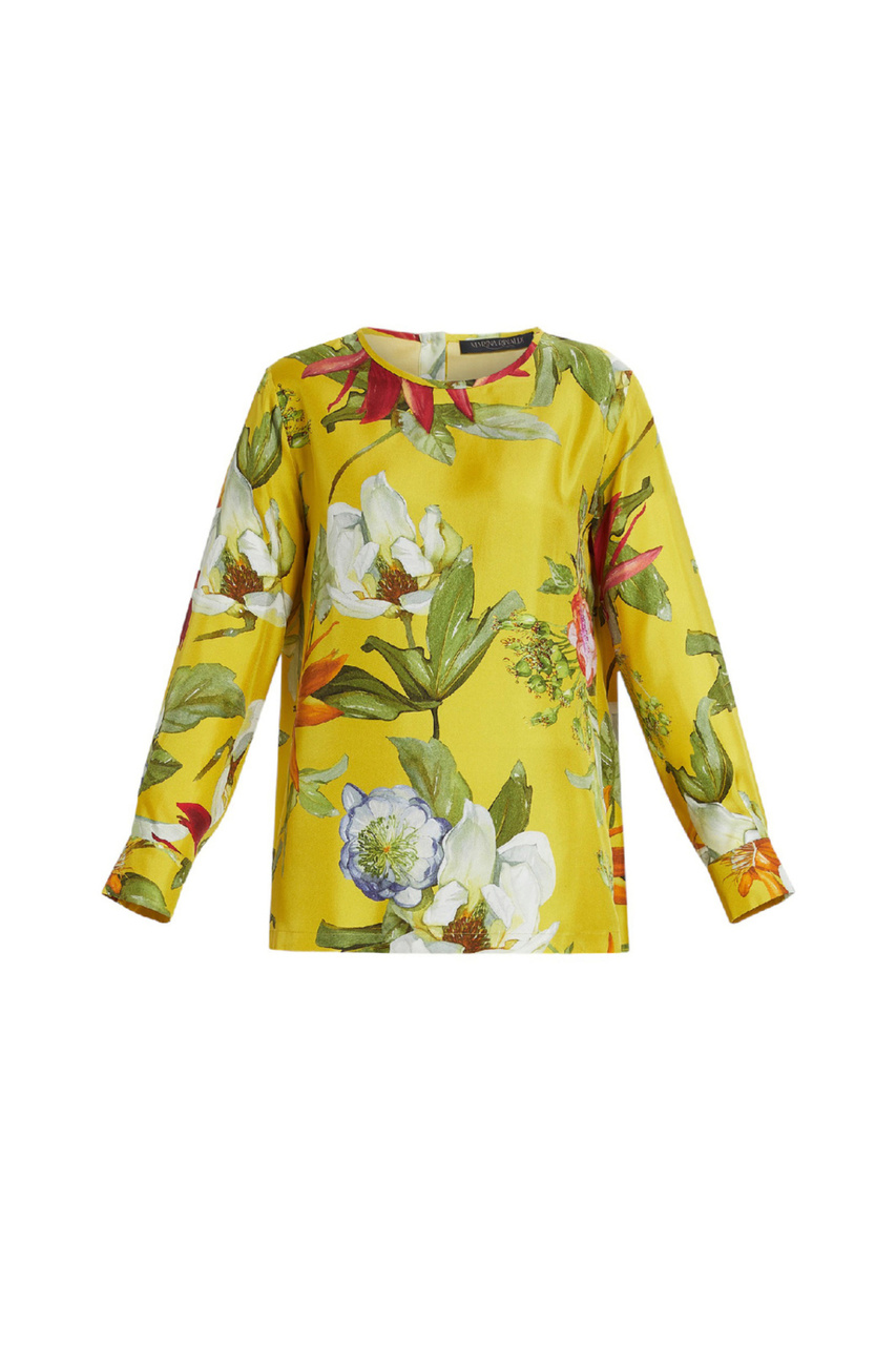 Блузка LEANDRO из натурального шелка с принтом|Основной цвет:Желтый|Артикул:2417111071 | Фото 1