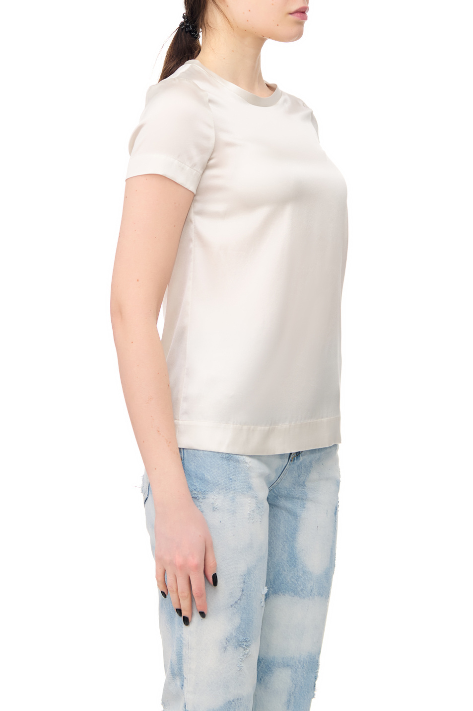 Liu Jo Шелковая однотонная футболка (цвет ), артикул CA2189T8827 | Фото 5