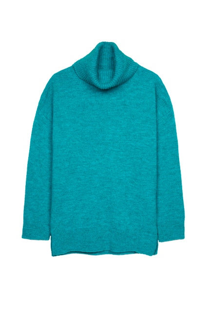 Вязаный свитер с высоким воротником|Основной цвет:Бирюзовый|Артикул:202054 | Фото 1