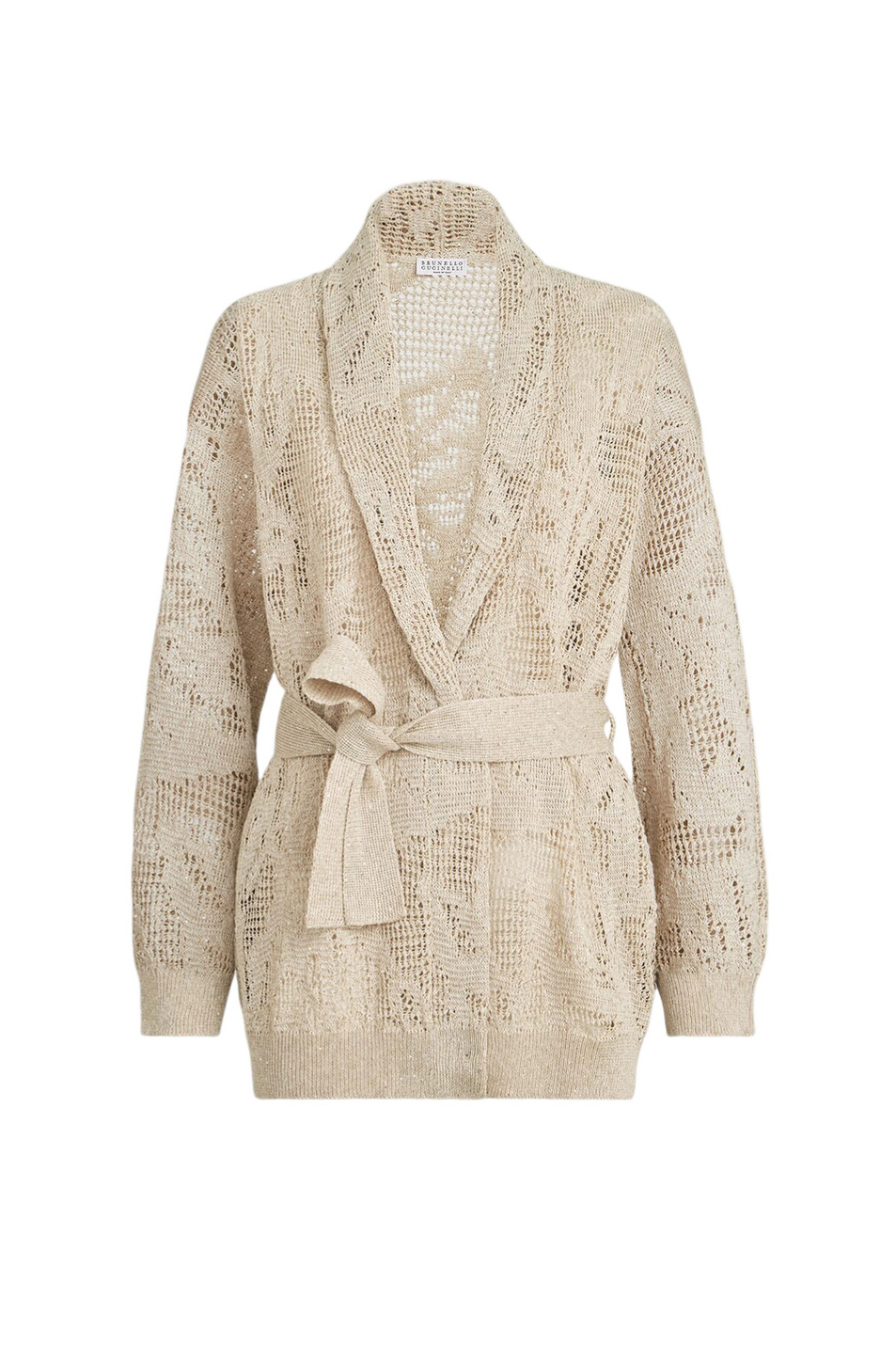 Кардиган с поясом|Основной цвет:Бежевый Женский Brunello Cucinelli Кардиган с поясом (цвет ), артикул MDT771006 | Фото 1