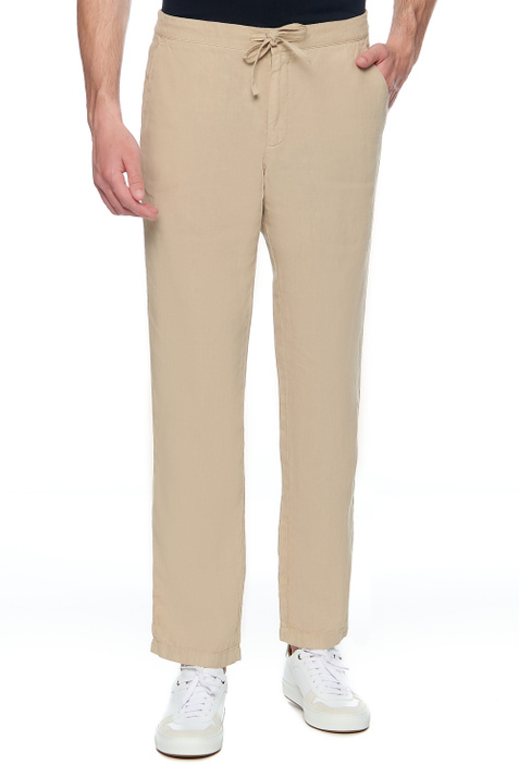 Zegna Льняные брюки с кулиской на поясе (Бежевый цвет), артикул VU160-ZZ393-N05 | Фото 1