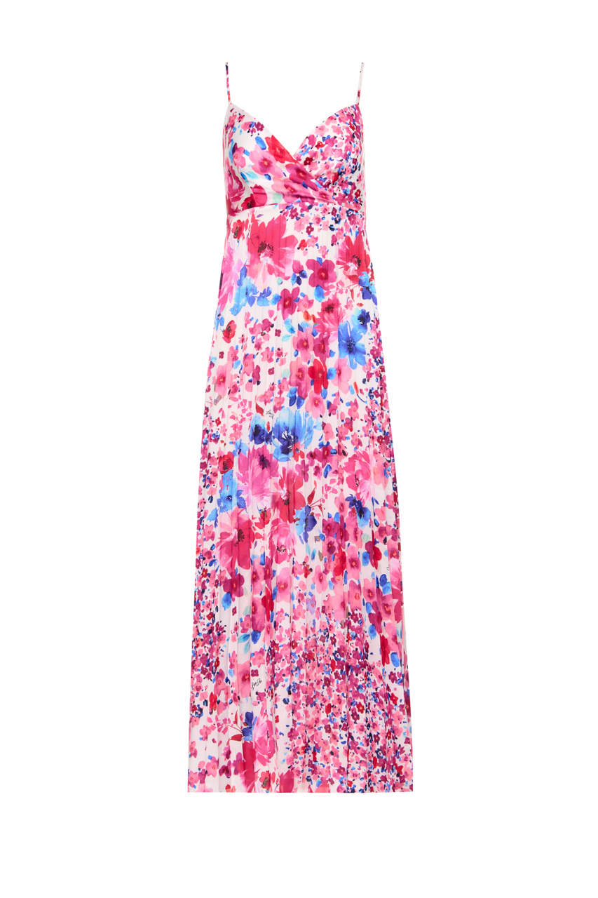 Платье атласное с принтом|Основной цвет:Розовый|Артикул:WA3479T5958 | Фото 1