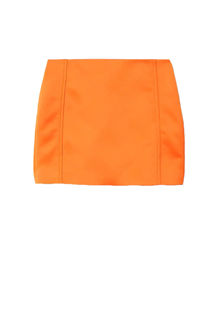 Мини-юбка с декоративными строчками|Основной цвет:Оранжевый|Артикул:27044034 | Фото 1