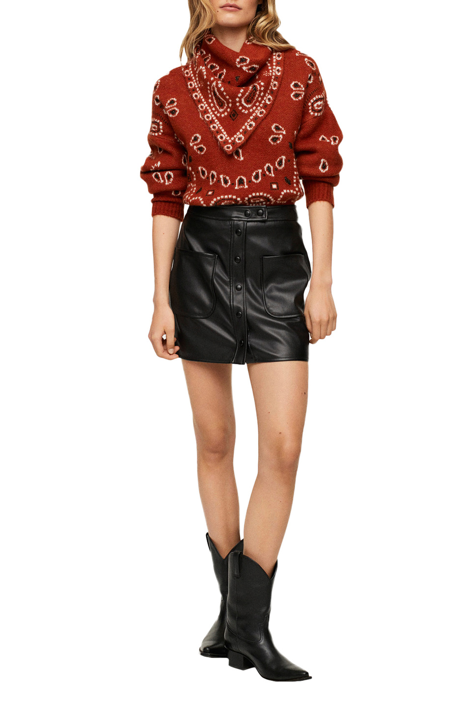 Юбка MARY из искусственной кожи|Основной цвет:Черный Женский Mango Юбка MARY из искусственной кожи (цвет ), артикул 17075921 | Фото 2