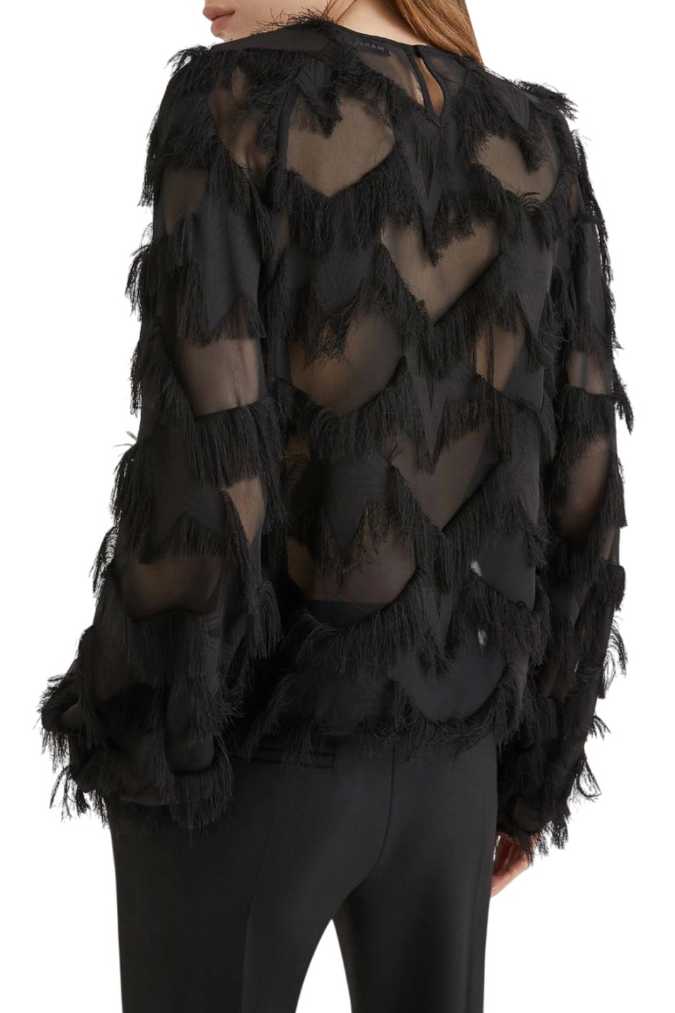 Блузка NOMME с бахромой|Основной цвет:Черный Женский MARELLA Блузка NOMME с бахромой (цвет ), артикул 2523116112 | Фото 4