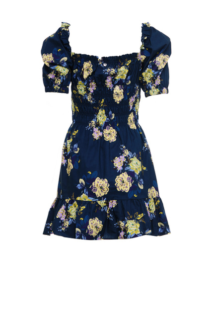 Платье с цветочным принтом и оборками|Основной цвет:Синий|Артикул:UA3155D4809 | Фото 2