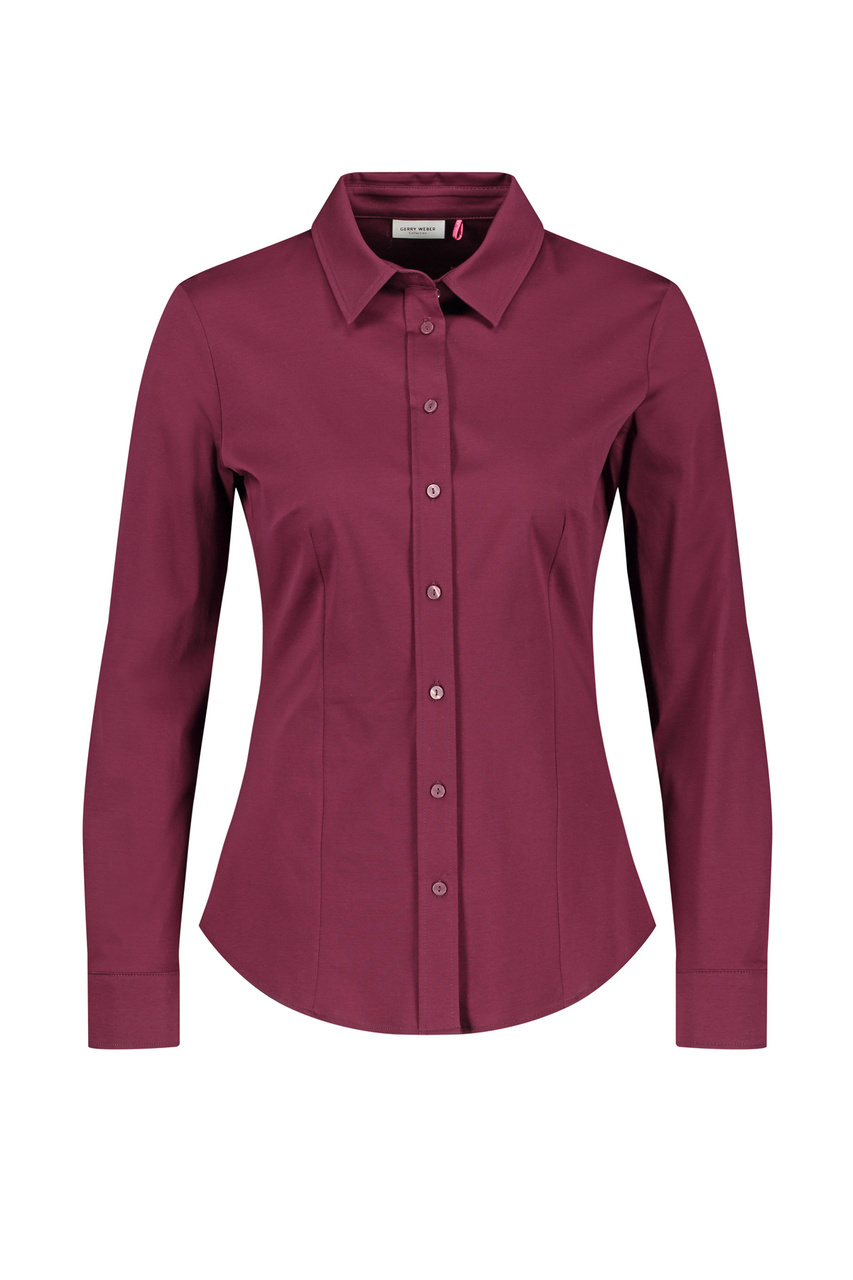 Приталенная однотонная рубашка|Основной цвет:Бордовый|Артикул:860038-31426 | Фото 1