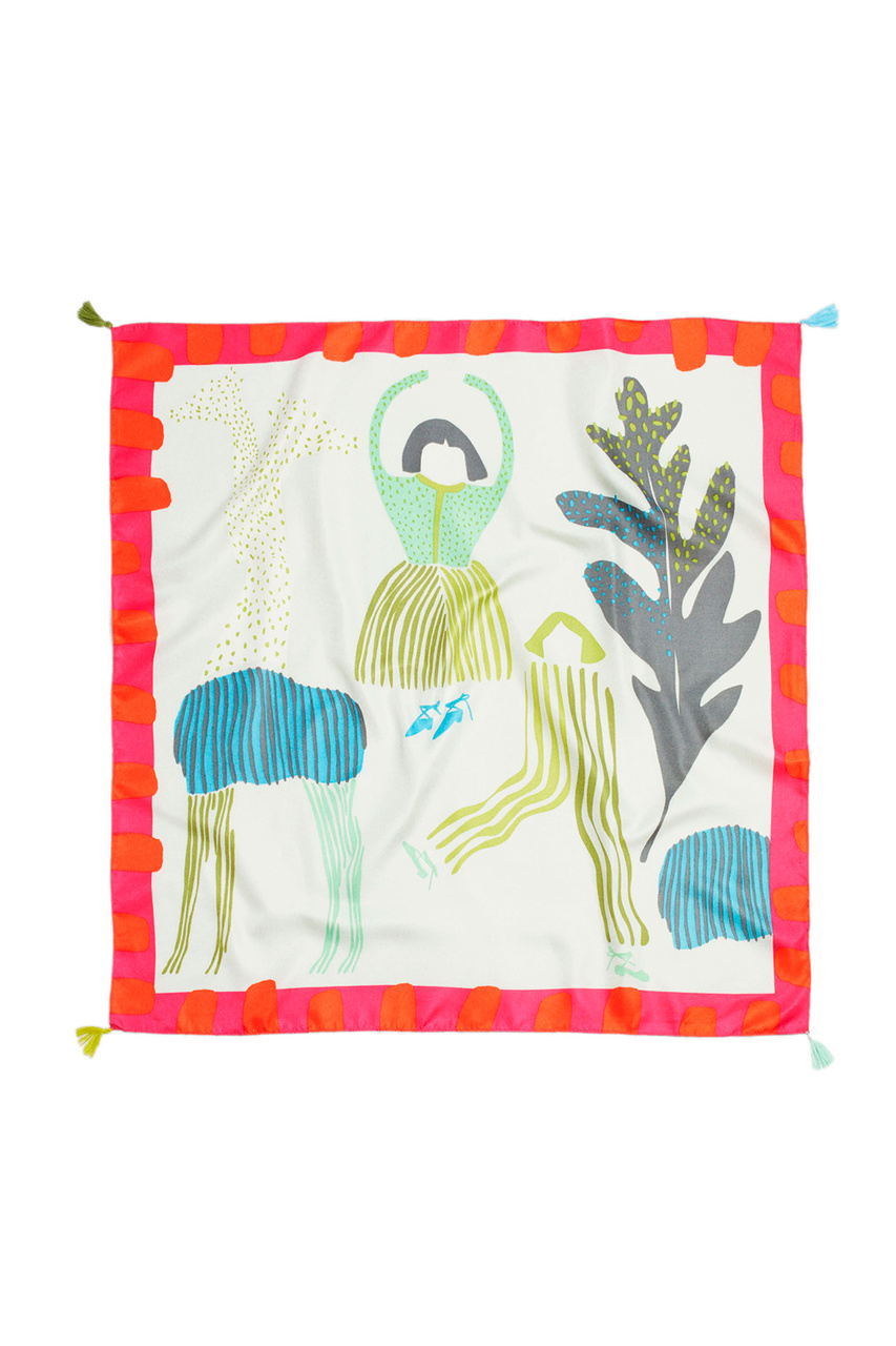 Квадратный шейный платок с принтом|Основной цвет:Разноцветный|Артикул:198515 | Фото 1