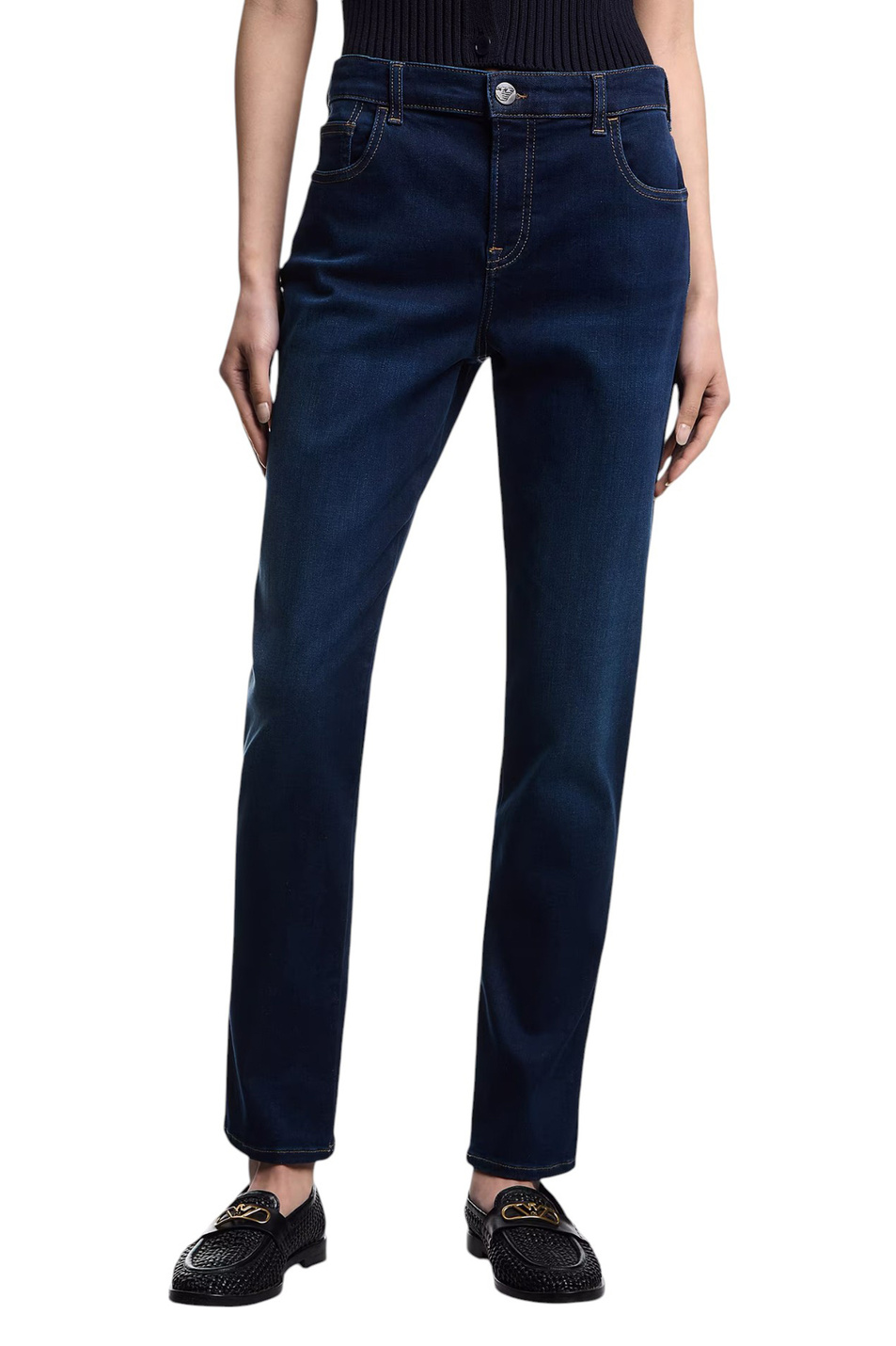 Женский Emporio Armani Джинсы из эластичного хлопка (цвет ), артикул EW001499-AF17030 | Фото 4