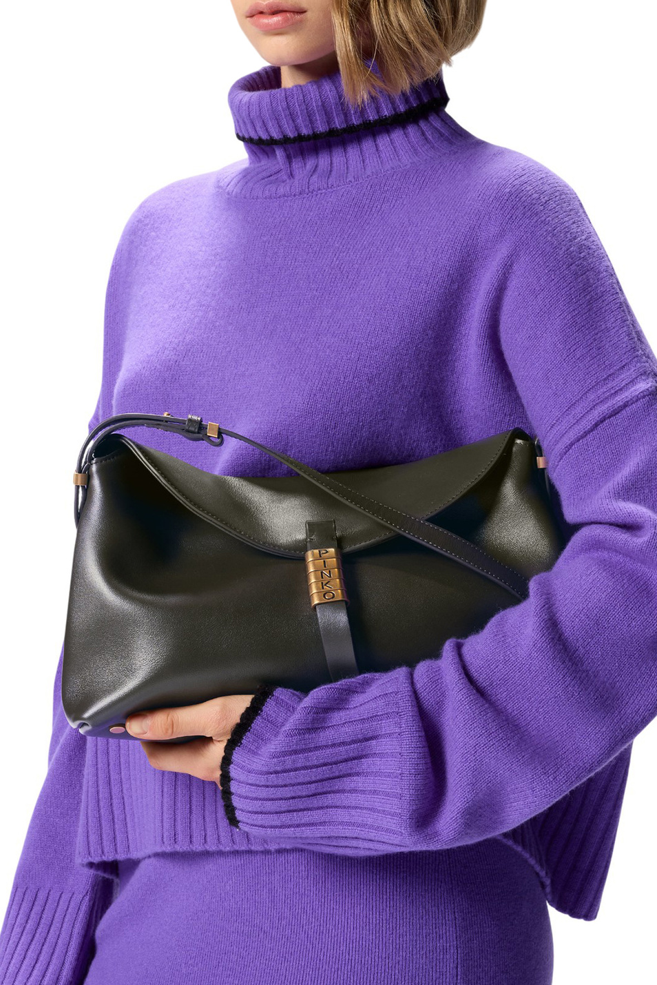 Сумка-багет из натуральной кожи|Основной цвет:Хаки Женский Pinko Сумка-багет из натуральной кожи (цвет ), артикул 105049A1ZX | Фото 6