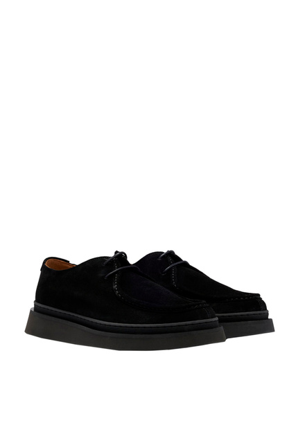 Туфли из мягкой замши на шнуровке|Основной цвет:Черный|Артикул:50487309 | Фото 2