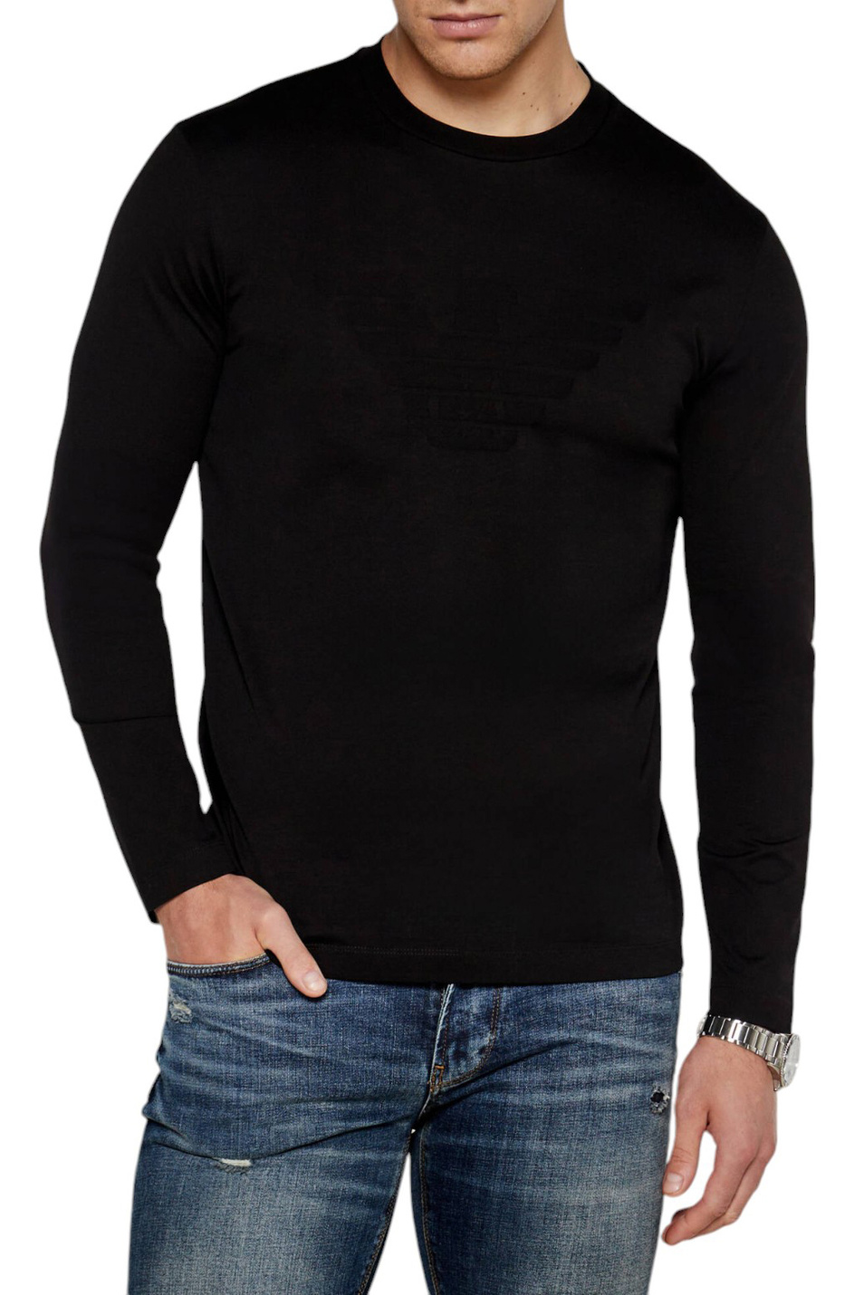 Мужской Emporio Armani Лонгслив из хлопка (цвет ), артикул 8N1TD7-1JGYZ | Фото 4