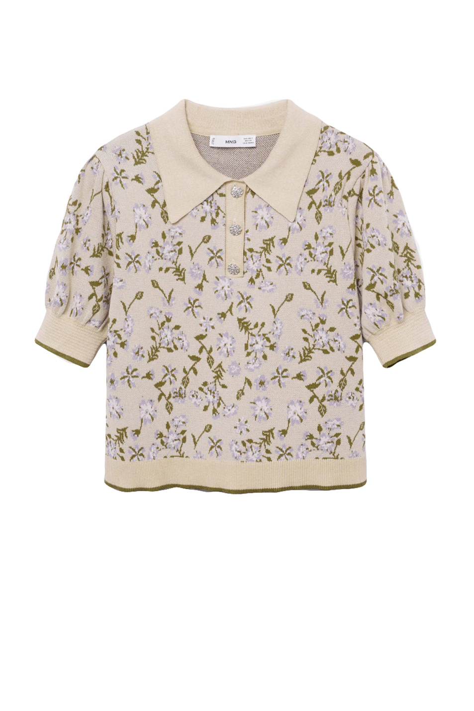 Mango Укороченная рубашка-поло LILAS с цветочным принтом (цвет ), артикул 87097650 | Фото 1