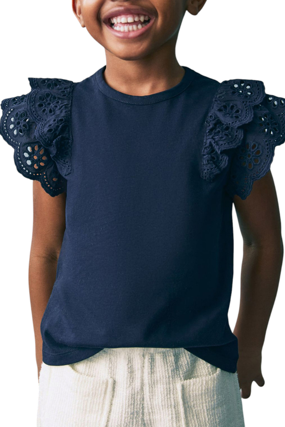 Девочкам Mango Kids Футболка DOBLE из хлопка с оборками (цвет ), артикул 87055958 | Фото 4