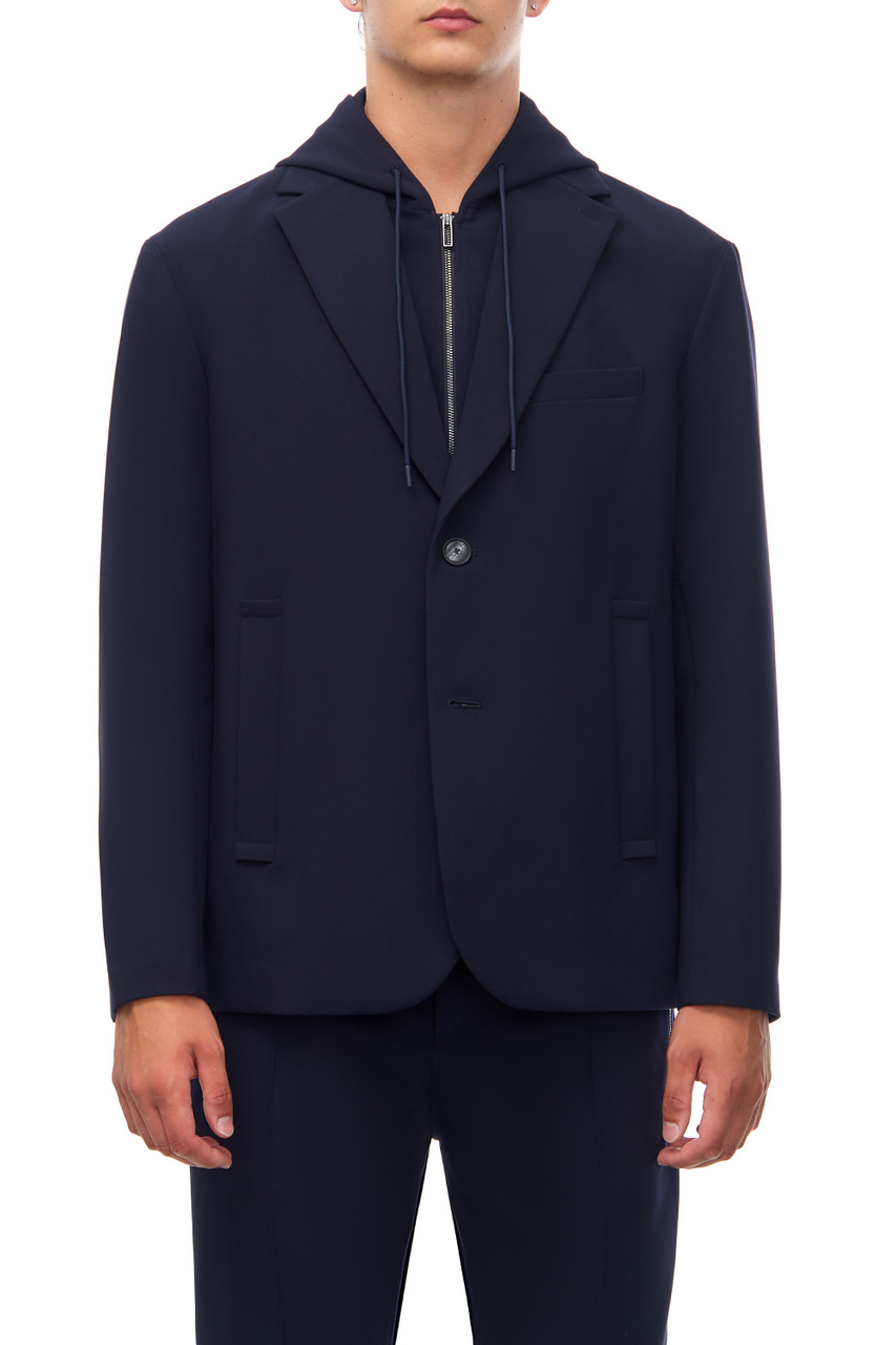 Пиджак со съемным капюшоном|Основной цвет:Синий|Артикул:6R1G73-1NFTZ | Фото 1