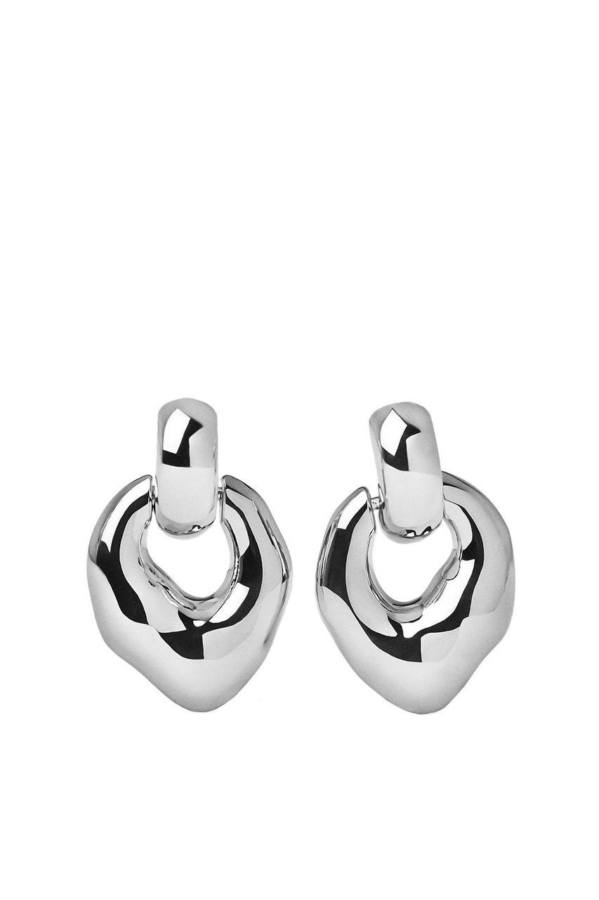 Серьги-подвески однотонные|Основной цвет:Серебристый|Артикул:223858 | Фото 1